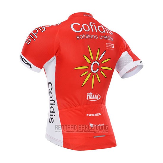 2015 Fahrradbekleidung Cofidis Rot Trikot Kurzarm und Tragerhose